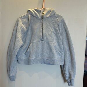 Lululemon Scuba Pullover Hoodie Womens Large Gray 1/2 Zip Cropped Sweatshirt M/L
